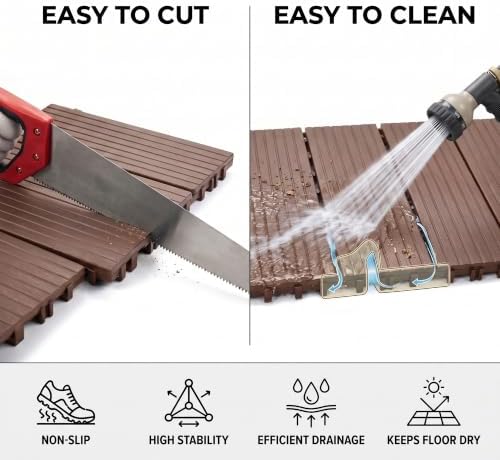 44 PCS 12"x12" Interlocking Deck Tiles - Image 3