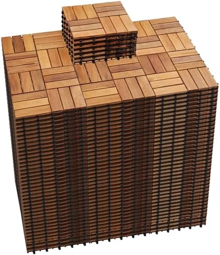PrimeZone 297 PCS Solid Acacia Wood Interlocking Patio Deck Tiles Outdoor by PrimeZone