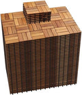PrimeZone 297 PCS Solid Acacia Wood Interlocking Patio Deck Tiles Outdoor by PrimeZone
