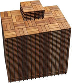 PrimeZone 297 PCS Solid Acacia Wood Interlocking Patio Deck Tiles Outdoor by PrimeZone