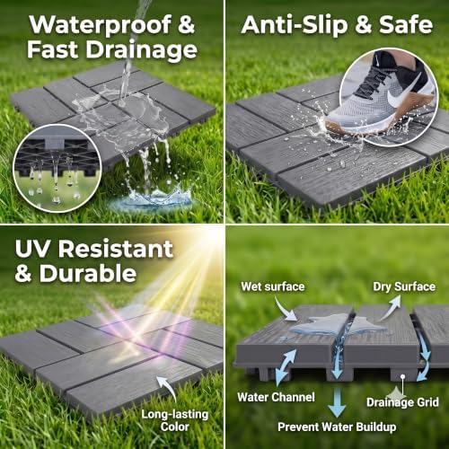 44 PCS 12"x12" Interlocking Deck Tiles - Image 2