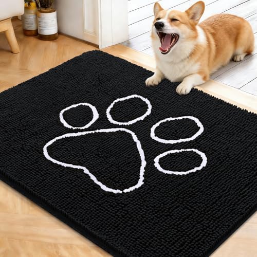 OLANLY Dog Door Mat for Muddy Paws 40x32, Paw Print Design Chenille Mud Mat by OLANLY