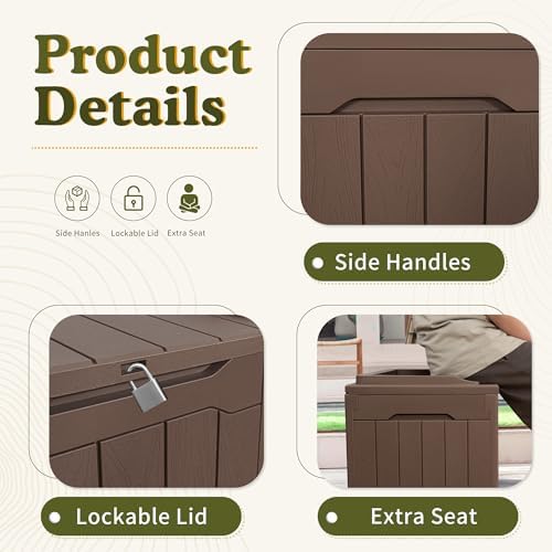 Devoko 31 Gallon Waterproof Outdoor Storage Box Resin Deck Box Lockable and UV - Image 5