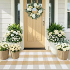 OLANLY Buffalo Plaid Rug 2' x 3' – Beige and White Cotton Checkered Doormat - Image 7
