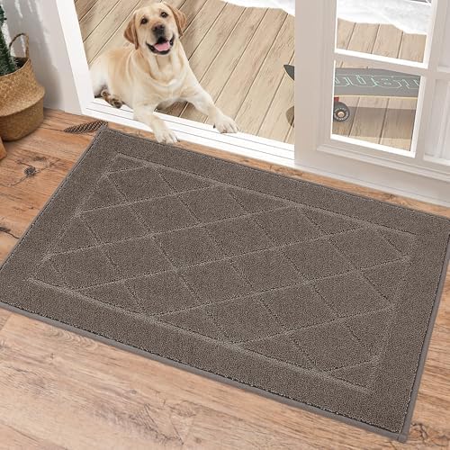 BEQHAUSE Dirt Trapper Door Mat 20" x 32", Doormat Non-Slip, Light Brown by BEQHAUSE