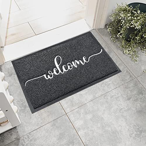 AAZZKANG Welcome Mat Outdoor Indoor Non Slip Front Door Mats Black - Image 2