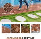 Acacia Wood Interlocking Deck Tiles 10 Pcs, Waterproof and Easy Installation - Image 4