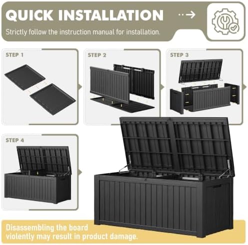 KAMABOKO Outdoor Storage Box, 230 Gallon Deck Box Outdoor Waterproof - Image 7