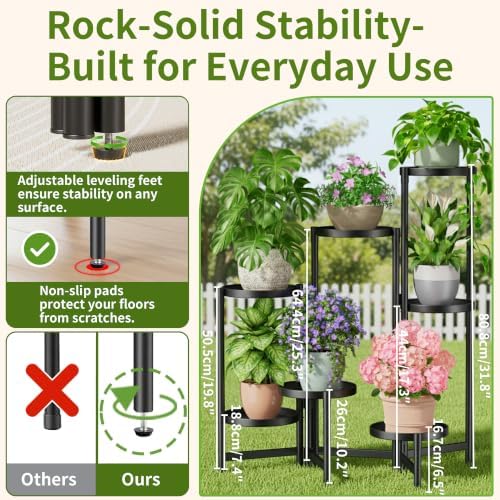 7 Tiers Plant Stand Indoor for Multiple Large Planter, Tall Tiered Folding - Image 3