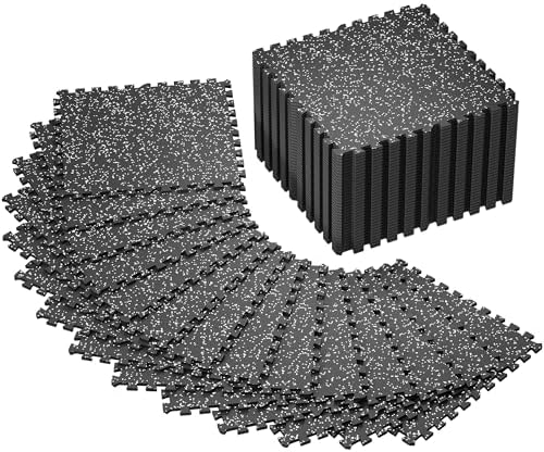 SUPERJARE 0.4'' Thick 48 Pcs 192 Sq Ft Rubber Top Exercise Equipment Mats by SUPERJARE