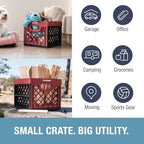 CleverMade Collapsible Milk Crates, 25L 1 Pack, 50 lb, Brick Red - Image 2