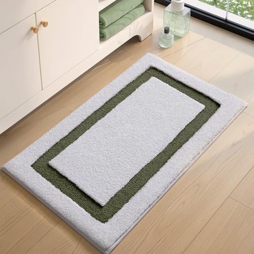 Color&Geometry White Bathroom Rugs 36x24, Extra Soft Absorbent Microfiber Bath - Image 3