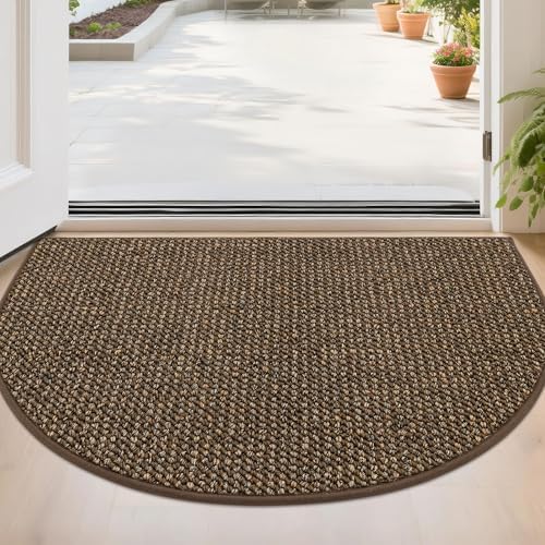BEQHAUSE Dirt Trapper Door Mat 24" x 36" Half Circle Non Slip Rugs by BEQHAUSE