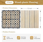 9 PCS WPC Maple Interlocking Deck Tiles 12"x12", Waterproof Patio Flooring – - Image 2