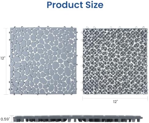 60 Pcs Floor Tiles, Pebble Pattern Plastic Interlocking Deck Tiles, Outdoor - Image 7