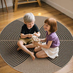 Lahome Modern Rainbow Round Rug, 6ft Easy Jute Brown Circle Patio Rug - Image 5