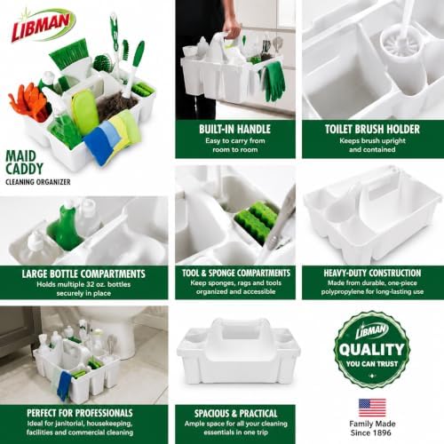 Tribello Libman Maid Caddy Cleaning Organizer, Heavy-Duty Janitorial Carry Caddy - Image 3