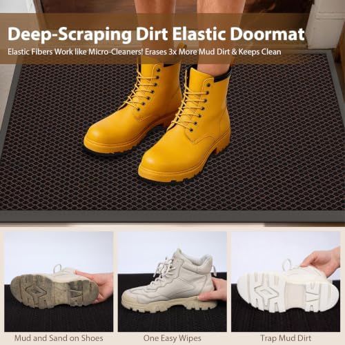 Front Door Mat Outside Entrance Welcome Mat 24"x36" Brown 2x3 ft - Image 3