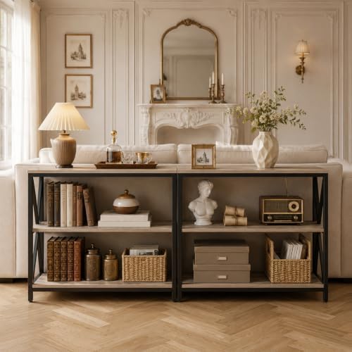 MAHANCRIS 31.5" Sofa Table, Industrial Console Table, 3-Tier Entryway Table - Image 5