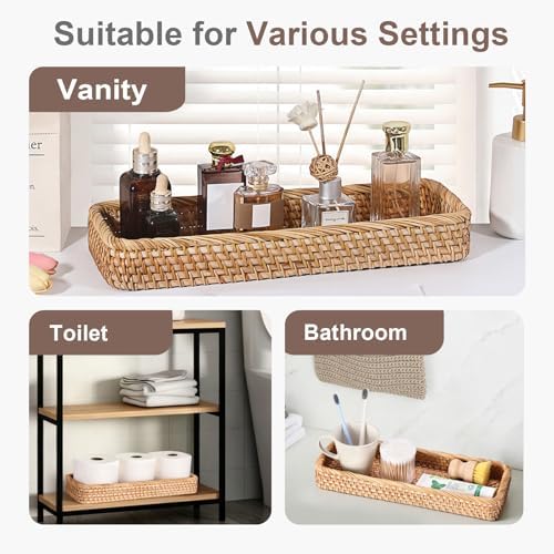 Hipiwe 15.8" Rattan Bathroom Basket Tray - Image 2