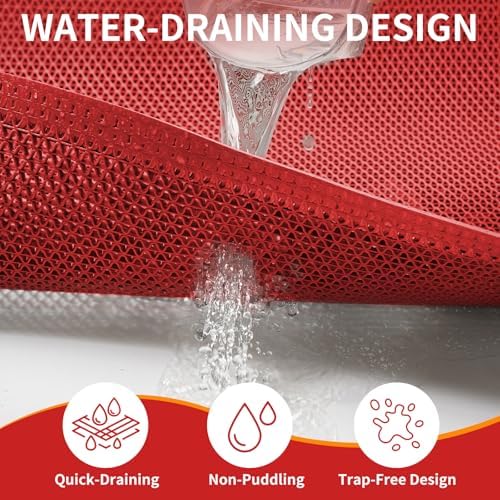 Door Mat Outside Entrance Drainage Pool Doormats Red 24"x71" - Image 3