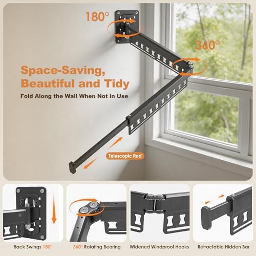 Wall Mounted Clothes Drying Rack Foldable & Space-Saving - Image 4