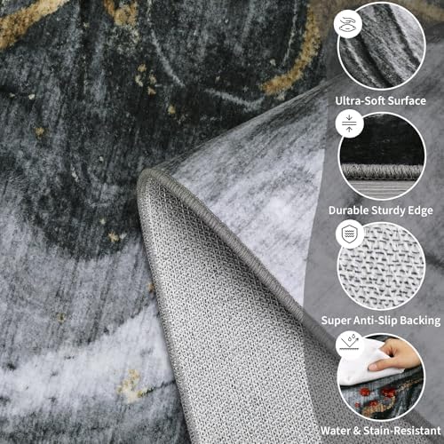 GarveeHome Modern Washable Rugs 6x9 Neutral Abstract Throw Rugs, Non-Slip - Image 3