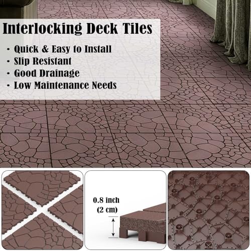 Stone Texture 12 Inch Interlocking Deck Tiles, Waterproof Outdoor and Indoor - Image 4