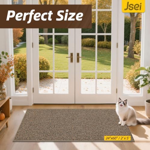 JSEI Dirt Trapper Door Mat 24" x 60", Non-Slip Washable Doormats - Image 2