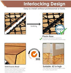 PrimeZone 432 PCS Solid Acacia Wood Interlocking Patio Deck Tiles Outdoor - Image 4