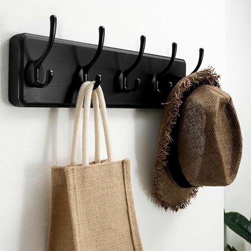 SKOLOO Rustic Coat Rack Wall Mount, 5 Hooks, 17 Inch, Solid Wood - Image 5