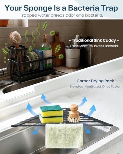 Ohuhu Corner Sink Caddy, Sponge Holder - Image 3