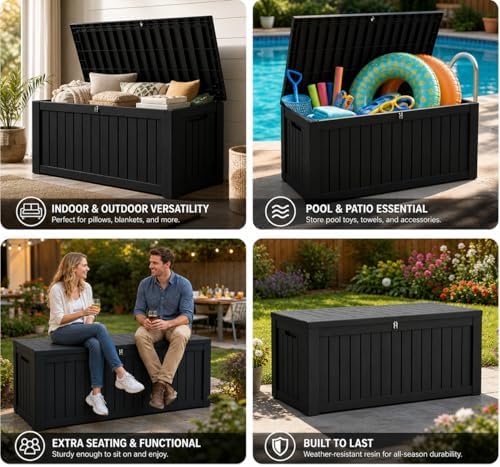 LAUSAINT HOME 260 Gallon Resin Deck Box, Outdoor Toy Storage Box, Package - Image 5