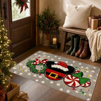 Christmas Gray Decorative Front Door Mat, Xmas Peppermint Candy - Image 3