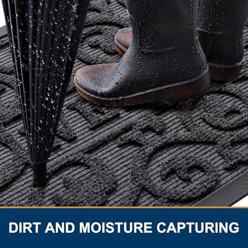 Smiry Front Door Mat Outside Entrance, Low Profile Rubber Doormat - Image 3