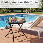 TeoKJ Folding Small Outdoor Side Table, No Assembly Patio Metal Desk - Image 4