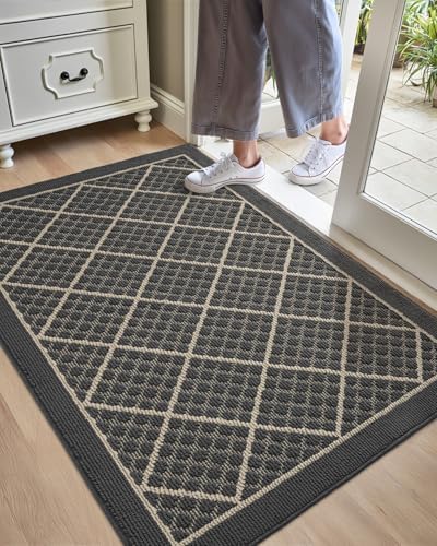 DEXI Front Door Mat Indoor Entryway 36x60 Inside Entrance Doormat Dark Grey - Image 2