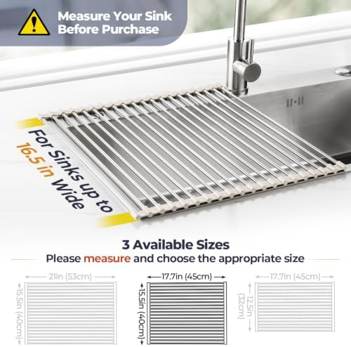 Tomorotec Roll Up Dish Drying Rack Over Sink, 304 Steel - Image 4