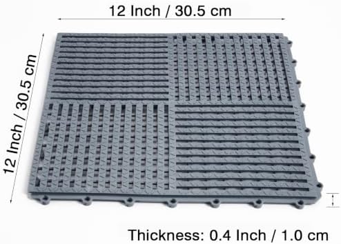 18 Pack Modular Interlocking Tiles Double Non-Slip 12"x12" Dark Gray - Image 3