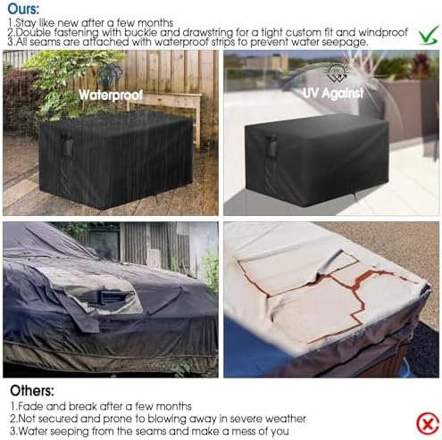 Outdoor Fire Pit Cover Rectangular Waterproof-32x26x25" - Image 6