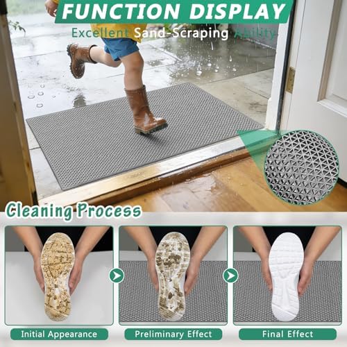 WochiTV Non Slip Drainage Mats, Front Door Mat, PVC Pool Floor Mat 0.2'' Thick - Image 2