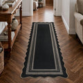 LIVEBOX Scalloped 2x6 Kitchen Runner Rug, Easy Jute Black Rugs by LIVEBOX