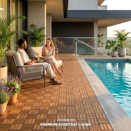 VICTORY RELAX Natural Acacia 12x12 Interlocking Wood Deck Tiles - Image 3