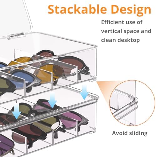 Sunglasses Organizer, Acrylic Clear Plastic Stackable Sunglasses Case - Image 3