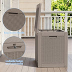 35 Gal Outdoor Storage Box Waterproof Lockable Deck Boxes Grey - Image 4