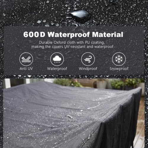 SheeChung Patio Furniture Cover 94"Dia x 28"H, Waterproof 600D Polyester - Image 3