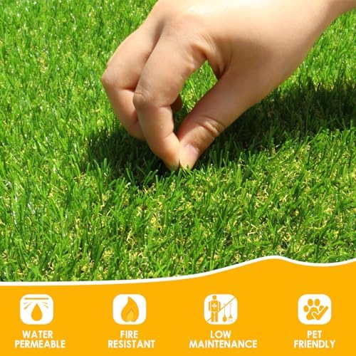Realistic Artificial Grass Rug 5 FT x 28 FT Fake Faux Turf Grass, 0.8"" Indoor - Image 2