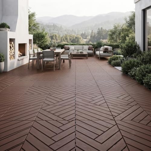 44 Pack Plastic Interlocking Deck Tiles, 12 x 12 Inch Waterproof Outdoor Floor - Image 2