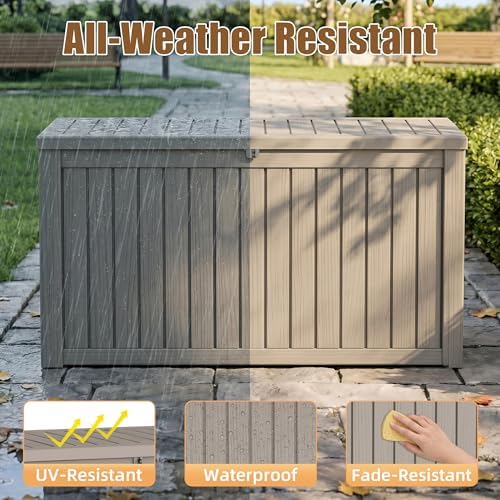 360 Gallon Outdoor Storage Box, Large Deck Box, Patio Tool Storage Bin - Image 2
