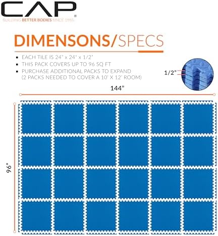 CAP Puzzle Exercise Mats | 1/2” Thick EVA Interlocking Foam Tiles - Image 4
